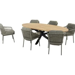 Tuinsets-4 Seasons Outdoor  Prado Ellips 240 x 115 cm Jura 6 tuinset green