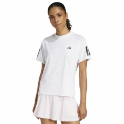 Tenniskleding-adidas Club 3-stripes tennisshirt dames white