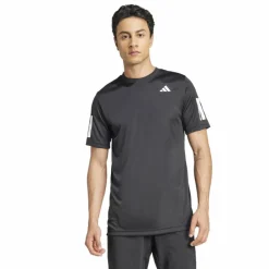 Tenniskleding-adidas Club 3-stripes tennisshirt heren black