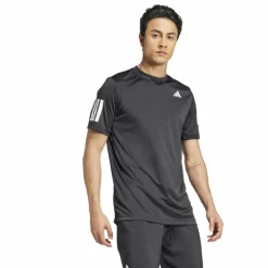 Tenniskleding-adidas Club 3-stripes tennisshirt heren black