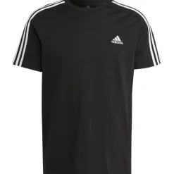 Shirts, Polo's & Blouses-adidas Essential Single Jersey 3-Stripes shirt heren black white
