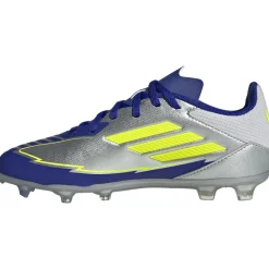 Voetbalschoenen-adidas F50 League Messi FG MG voetbalschoenen junior silver metallic solar yellow lucid blue