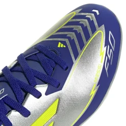 Voetbalschoenen-adidas F50 League Messi FG MG voetbalschoenen junior silver metallic solar yellow lucid blue