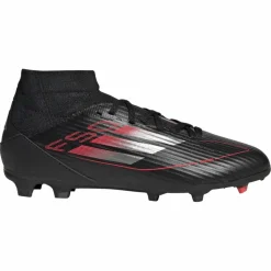 Voetbalschoenen-adidas F50 League Mid FG MG voetbalschoenen junior core black iron metallic lucid red