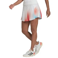 Tenniskleding-adidas Mel Match tennisrokje dames white black vivid red