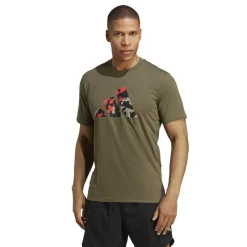 Sportshirt-adidas Train Essentials Seasonal Logo trainingsshirt  heren olive strata