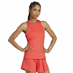 Tenniskleding-adidas Y-Tank tennis tanktop dames semi lucid red