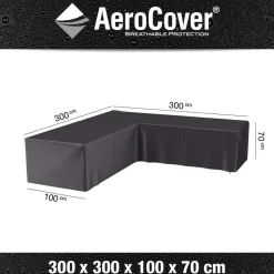 Tuinmeubelhoezen-Aerocover Loungesethoes hoekset L-vorm 300 x 300 x 100 x 70  antraciet