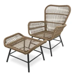 Tuinstoelen-Bardani Boston loungestoel inclusief hocker sahara dust