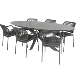 Tuinsets-Bardani Varesse 240 x 108 cm Barista 6 tuinset antraciet
