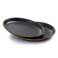 Barebones Emaille plat bord  ø 210 mm charcoal 2-pack< Servies