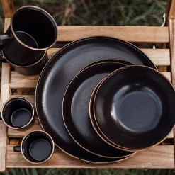 Barebones Emaille plat bord  ø 210 mm charcoal 2-pack< Servies