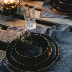 Barebones Emaille plat bord  ø 210 mm charcoal 2-pack< Servies