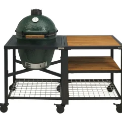 Kamado-Big Green Egg  Large houtskoolbarbecue met frame en uitbreidingsframe wood grid