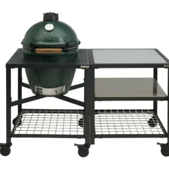 Big Green Egg  Medium houtskoolbarbecue met frame en uitbreidingsframe SS SS grid< Kamado
