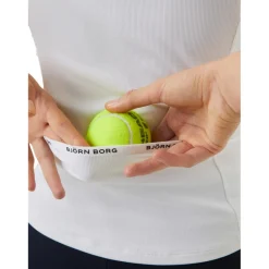 Björn Borg  Ace Rib Pocket tennis tanktop dames brilliant  white< Tenniskleding
