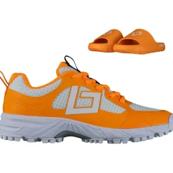 Brabo Tribute hockeyschoenen junior orange white inclusief slippers< Hockeyschoenen