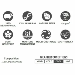 Sjaals|Wintersport-Buff Lightweight Merino Wool Tubular col solid grey