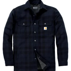 Shirts, Polo's & Blouses-Carhartt Flannel Sherpa Lined overhemd heren navy