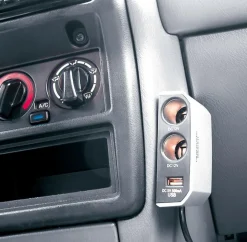 Camping Elektra-Carpoint 2-weg aanstekerdoos USB grijs