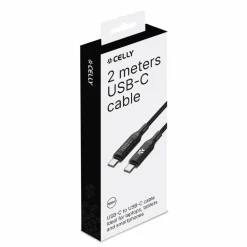 Accu's & Batterijen-Celly USB-C oplaadkabel zwart 2 meter