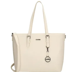 Charm London  Birmingham 15,6 inch laptop schoudertas crème< Schoudertassen