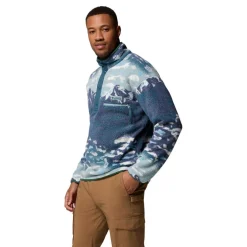 Outdoor Trui-Columbia Helvetia II Printed Half Snap sweater heren crushed blue sisters