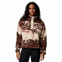 Outdoor Trui-Columbia Helvetia II Printed Cropped Half Snap  sweater dames tobacco sisters dark stone
