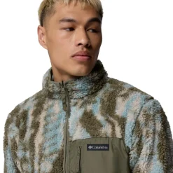 Columbia Winter Pass Reversible fleece vest heren stone  green tracks< Fleece Vest