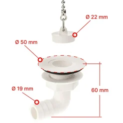 Tankdoorvoeren & Afvoerpluggen-DWS Afvoerplug haaks 19 mm wit