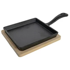 DWS Gietijzeren koekenpan met plank 14 x 14 cm< Accessoires