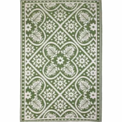 Buitenkleden &Amp; Tenttapijten-Esschert Design  Bladeren buitenkleed 120 x 180 cm green white