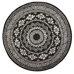 Buitenkleden &Amp; Tenttapijten-Esschert Design  Rond buitenkleed ø 171 black white