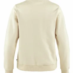 Fjällräven Logo sweater dames chalk white flame orange< Outdoor Trui