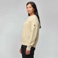 Fjällräven Övik Waffle Knit sweater dames light beige< Outdoor Trui