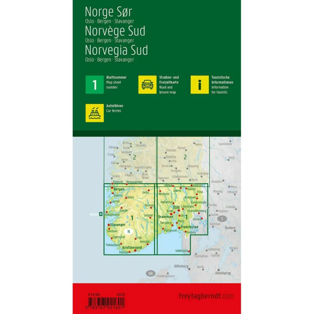 Freytag & Berndt  Zuid-Noorwegen Oslo Bergen Stavanger vrijetijds-  en wegenkaart< Reisboeken & Kaarten