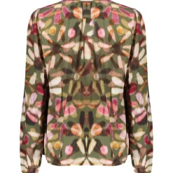 Geisha blouse dames green red< Shirts, Polo's & Blouses