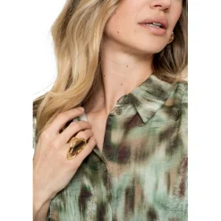 Geisha blouse dames green brown< Shirts, Polo's & Blouses