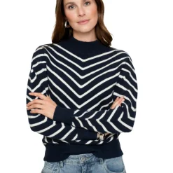 Truien & Vesten-Geisha sweater dames navy off white