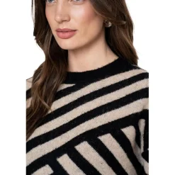 Truien & Vesten-Geisha sweater dames sand black