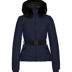 Ski Jassen|Wintersport-Goldbergh HIDA FAUX BORDER softshell winterjas dames french blue