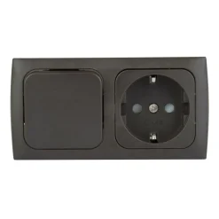 Schakelmateriaal-Haba C-line wandcontactdoos met schakelaar bruin