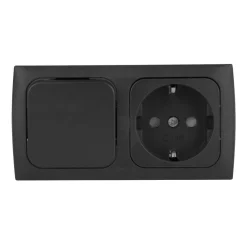 Schakelmateriaal-Haba C-line wandcontactdoos met schakelaar zwart