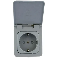 Haba C-line wandcontactdoos met klep grijs< Camping Elektra