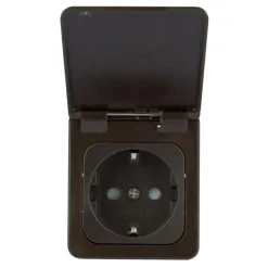 Camping Elektra-Haba C-line wandcontactdoos met klep bruin