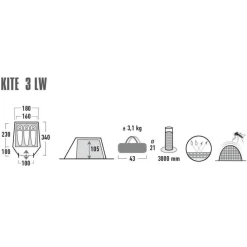 3-Persoons Tent|Tunneltenten-High Peak  Kite 3 LW lichtgewicht tunneltent pesto red