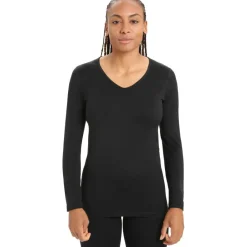 Icebreaker 200 Oasis LS v-hals thermoshirt dames black< Thermokleding|Wintersport