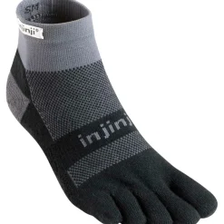 Hardloopkleding-Injinji Run Midweight Mini-Crew hardloopsokken black grey