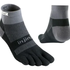 Hardloopkleding-Injinji Run Midweight Mini-Crew hardloopsokken black grey