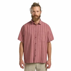 Outdoor Shirt-Jack Wolfskin  Meseta overhemd heren check dark rust